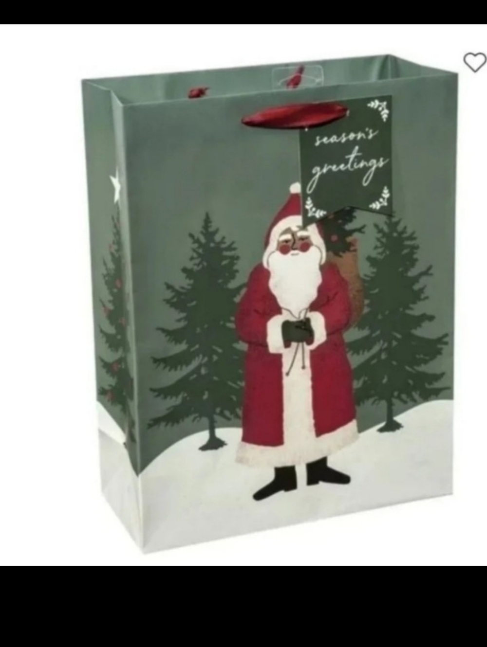 Santa Claus 10" x 13" Gift Bags SET OF 2 African American Santa Sparkle NWT SO